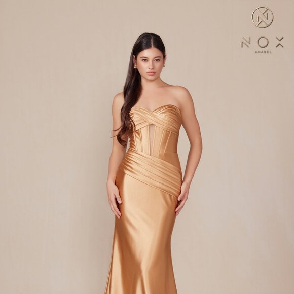 NEW FORMAL SLEEVELESS SHEATH STRAPLESS TWISTED SWEETHEART NECK DRESS NX T1500